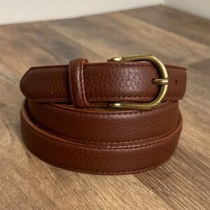 Vintage L.L. Bean Brown Full Grain Leather Belt Brass Buckle Made in USA Mens XL